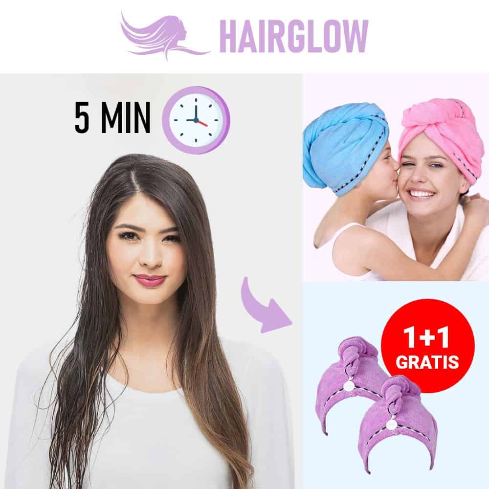 HAIRGLOW® Ręcznikowa czapka do szybkiego suszenai włosów: 2 za 1