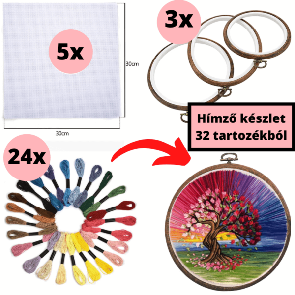 Zestaw do haftu składający się z 32 akcesoriów