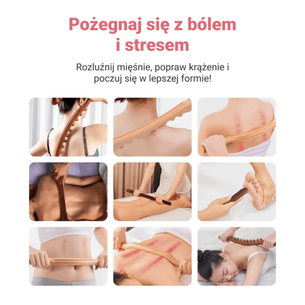 Drewniany drążek do masażu limfatycznego 1+1 GRATIS