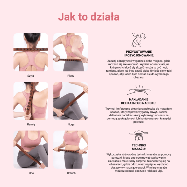 Drewniany drążek do masażu limfatycznego 1+1 GRATIS