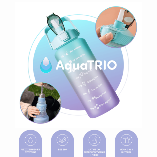 Motywująca butelka na wodę AquaTrio™ 3 w 1