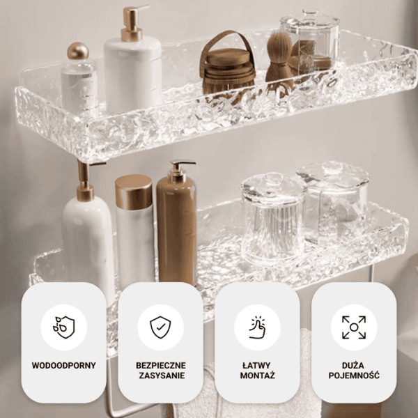 LotionRack™ to półka do łazienki, którą można zamontować bez wiercenia