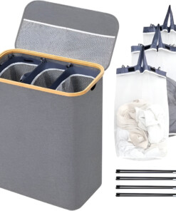 LaundryEase™ – Kosz na pranie z trzema przegrodami