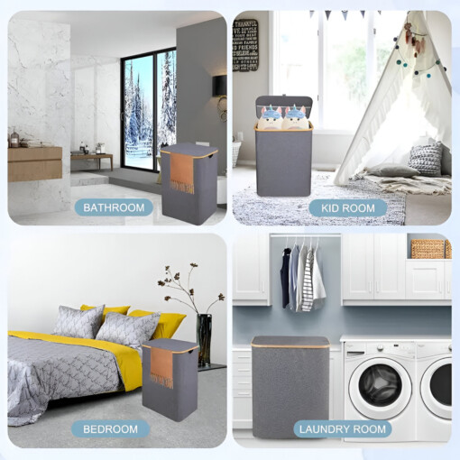 LaundryEase™ – Kosz na pranie z trzema przegrodami - obrazek 5