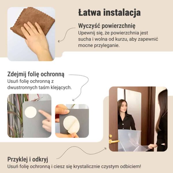 MirrorFlex™ elastyczne lustro akrylowe samoprzylepne 120 x 40 cm
