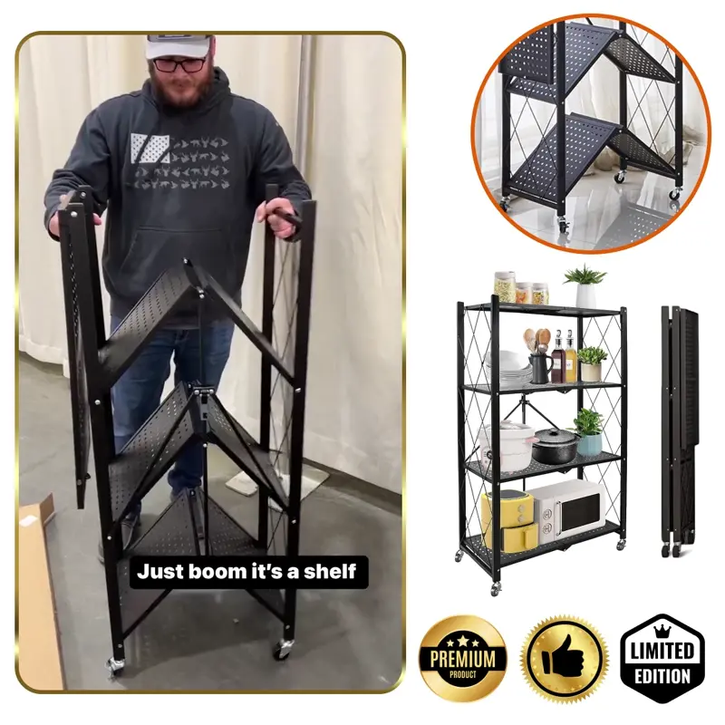 Kubbi™ - Składany metalowy regał z 4 półkami