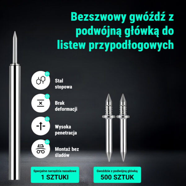 Alternative view of Naox™ – Zestaw 500 dwustronnych gwoździ do listew z akcesoriami