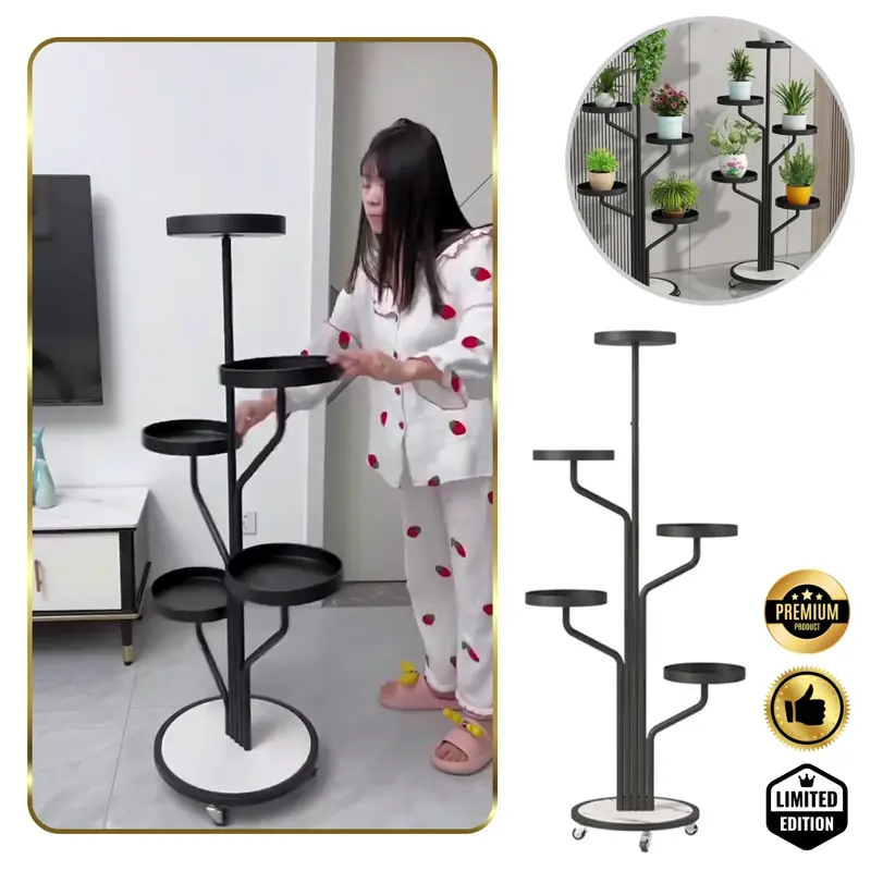 Floro™ - Elegancki stojak na kwiaty 5-poziomowy z kółkami